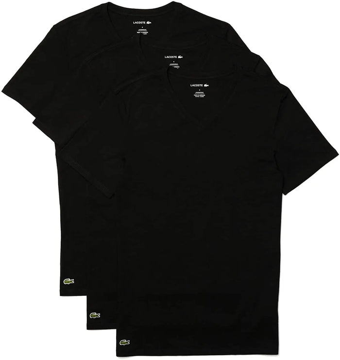 Lacoste Underwear Men's Essentials 3-Pack 100% Cotton Slim Fit V-Neck T-Shirts by I-Max Fashions
