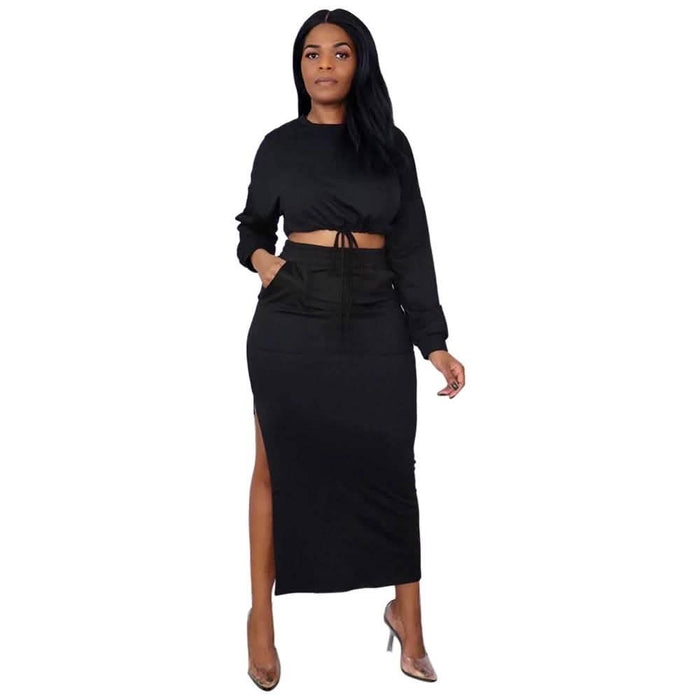 Ladies Crop Top and Split Long Skirt by DailySale