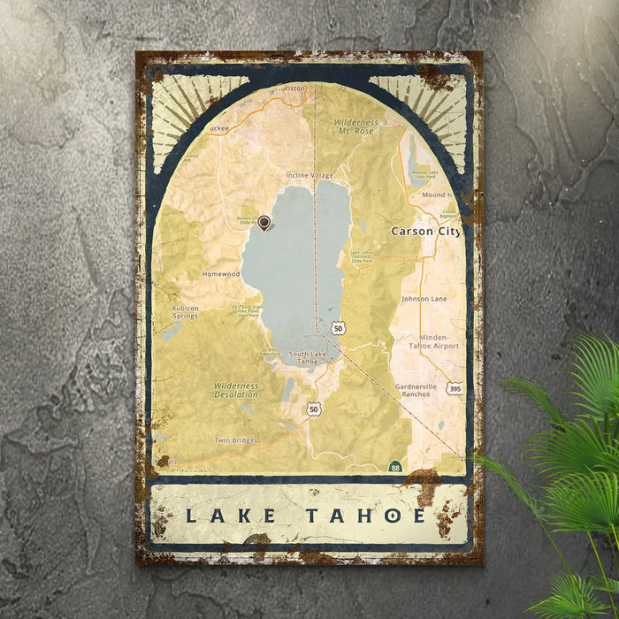 Lake Map Portrait Sign by Tailored Canvases