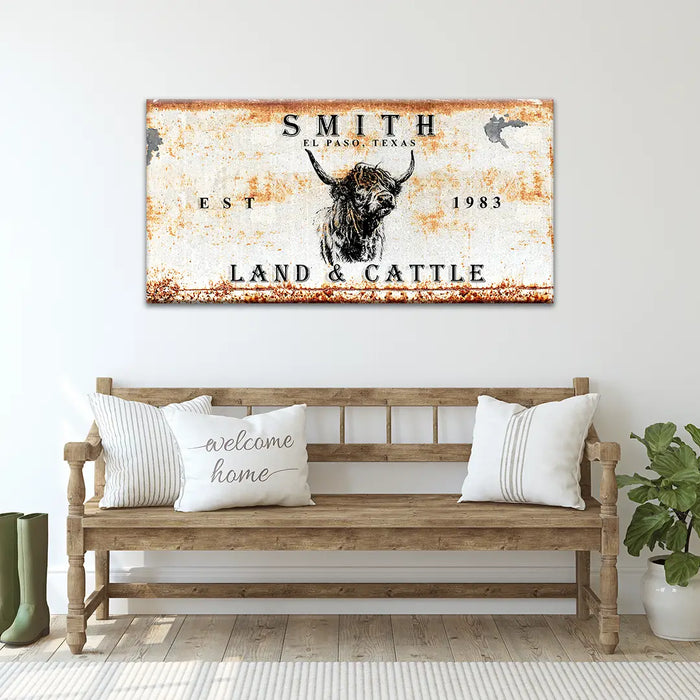 Land And Cattle Rustic Sign II by Tailored Canvases