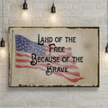 Land Of The Free Because Of The Brave Sign II by Tailored Canvases