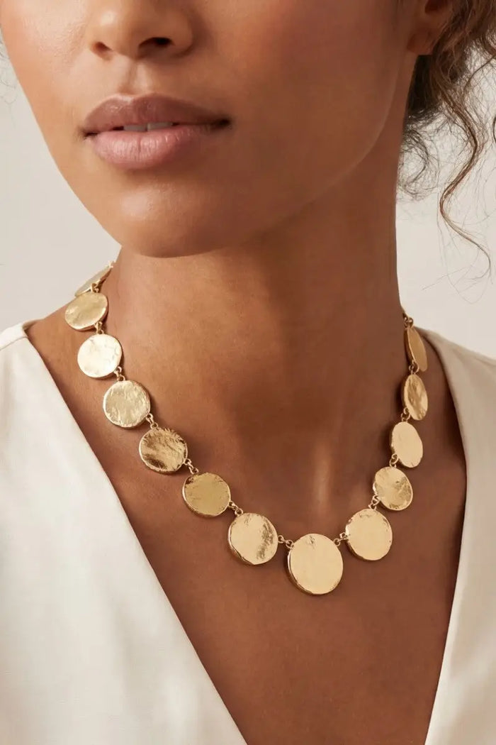 Large Textured Coins Statement Necklace by Boutique 23