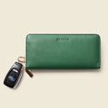Large Zipper Wallet with Detachable Key Ring - Green by CASUPO