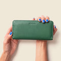 Large Zipper Wallet with Detachable Key Ring - Green by CASUPO