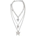 Layered Butterfly Cross Angel Pendant Necklace by DailySale