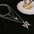 Layered Butterfly Cross Angel Pendant Necklace by DailySale