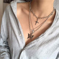 Layered Butterfly Cross Angel Pendant Necklace by DailySale