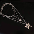 Layered Butterfly Cross Angel Pendant Necklace by DailySale