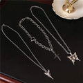 Layered Butterfly Cross Angel Pendant Necklace by DailySale
