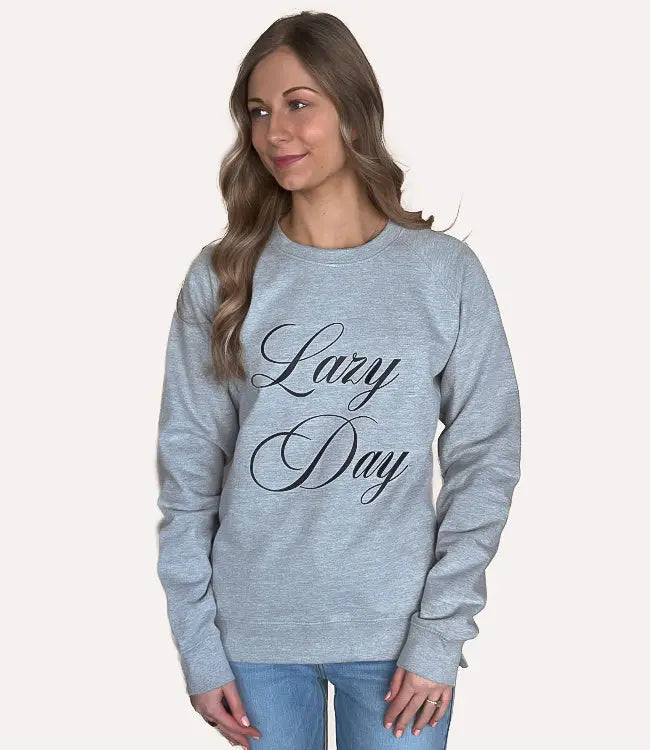 Lazy Day Graphic Crew - Athletic Heather by Boutique 23
