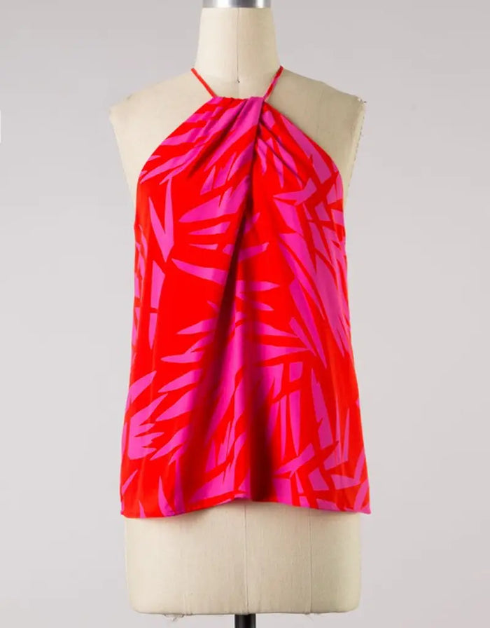 Leaf Print Halter Neck by Boutique 23
