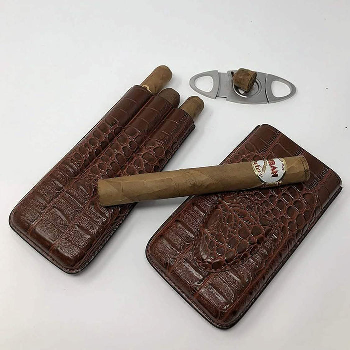 Leather Cigar Case by Mulling Room with Stainless Steel Cutter by DailySale