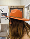 Leather Trim Solid Fedora Hat by Boutique 23