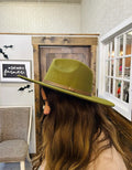 Leather Trim Solid Fedora Hat by Boutique 23