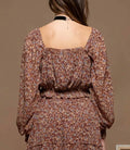 Lennox Floral Square Neck Crop Top - Burgundy by Boutique 23