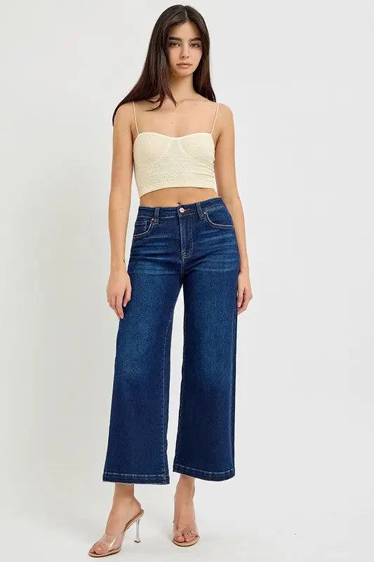 Lettie High Rise Crop Wide Jeans by Boutique 23
