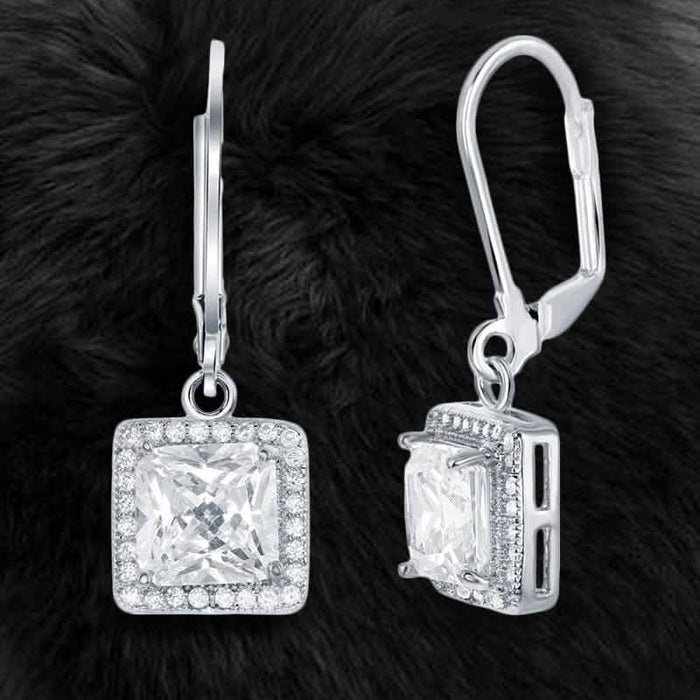 Leverback Elegance Princess Halo Drop Earring by DailySale