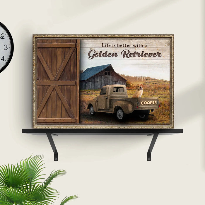 Life Is Better With A Golden Retriever Sign II by Tailored Canvases