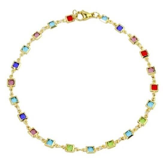 Light Multi Color Crystal Square Ankle Bracelet by DailySale
