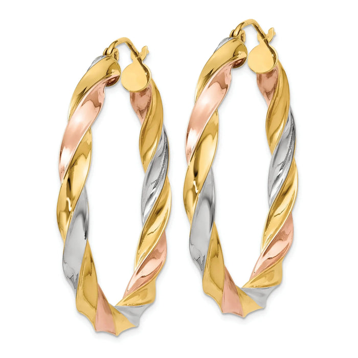 Light Twisted 14k Gold Hoop Earrings by Fine Color Jewels