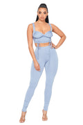 2 PC Ruched Crop Tank Top Legging Set by The House of Stylez