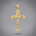 14k Two- Tone Gold Cross Pendant by Avera Group
