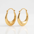 14k Yellow Gold Graduated Oval Hoop Earrings by Avera Group