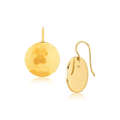 14k Yellow Gold Hammered Texture Disc Drop Earrings Medium by Avera Group