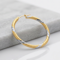14k Two Tone Gold Polished Hoop Earrings (30 mm) by Avera Group