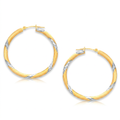14k Two Tone Gold Polished Hoop Earrings (30 mm) by Avera Group