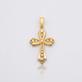 14k Two-Tone Gold Fancy Cross Pendant with Diamond Cuts by Avera Group