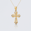 14k Two-Tone Gold Fancy Cross Pendant with Diamond Cuts by Avera Group