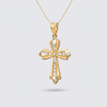 14k Two-Tone Gold Fancy Cross Pendant with Diamond Cuts by Avera Group