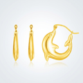14 k Yellow Gold Dolphin Hoop Earrings by Avera Group