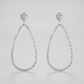 14k White Gold Textured Teardrop Motif Post Earrings by Avera Group
