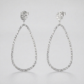14k White Gold Textured Teardrop Motif Post Earrings by Avera Group