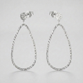 14k White Gold Textured Teardrop Motif Post Earrings by Avera Group