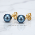 14k Yellow Gold Cultured Black Pearl Stud Earrings (7.0 mm) by Avera Group