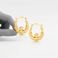 10k Yellow Gold Claddagh Hoop Earrings by Avera Group