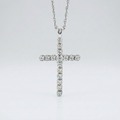 Cross Pendant with Diamonds in Sterling Silver by Avera Group