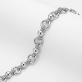 Sterling Silver Multi Strand Bead Chain Bracelet with Rings and Rhodium Plating by Avera Group