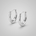 10k White Gold Oval Hoop Earrings by Avera Group