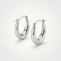 10k White Gold Oval Hoop Earrings by Avera Group