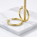 14k Yellow Gold Diamond Cut Hoop Earrings (20mm) by Avera Group