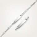 14k White Gold Figaro Chain Fancy Children's ID Bracelet by Avera Group