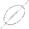 14k White Gold Figaro Chain Fancy Children's ID Bracelet by Avera Group