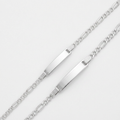 14k White Gold Figaro Chain Fancy Children's ID Bracelet by Avera Group