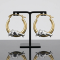 10k Two-Tone Gold Round Graduated Dolphin Design Hoop Earrings by Avera Group