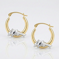 10k Two-Tone Gold Round Graduated Dolphin Design Hoop Earrings by Avera Group