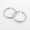 10k White Gold Polished Hoop Earrings (25 mm) by Avera Group